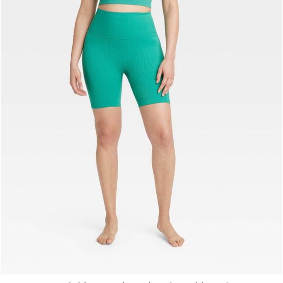 Women's Seamless High-Rise Rib Bike Shorts 6" - All In Motion™ Green XS - Picture 1 of 7